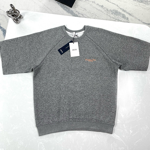 [홍콩명품,Christian Dior] 디올 25SS 로고 자수 니트 반팔 티셔츠 + 쇼츠 반바지 상하의 세트 (그레이), BM21008, JU, 홍콩명품의류,구매대행,온라인명품