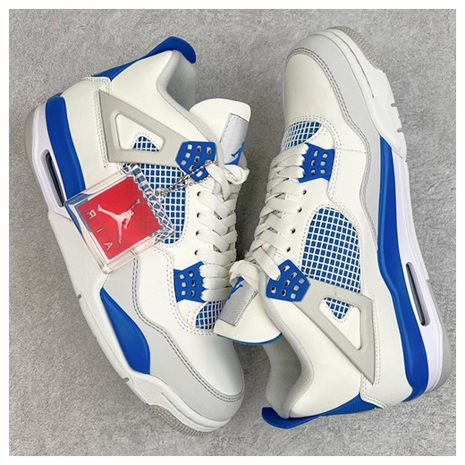 [홍콩명품.NIKE] 나이키 25SS 로고 남여 에어 조던 AJ4 Retro 스니커즈 운동화 (화이트-블루), SE5015, S3, 명품스니커즈,운동화,구두,로퍼,하이탑,신발