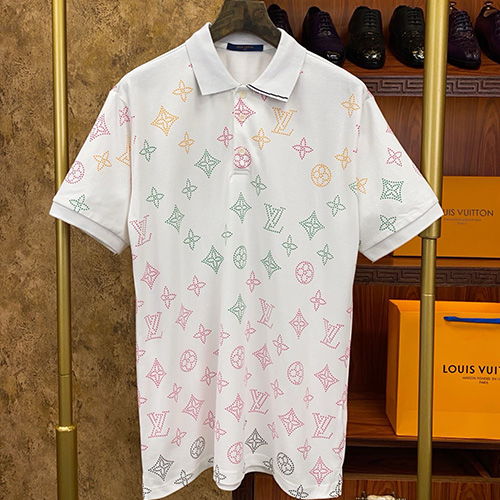 [홍콩명품.LOUIS VUITTON] 루이비통 25SS 로고 모노그램 카라 폴로 반팔 티셔츠 (화이트), BM21065, S1F, 홍콩명품의류,구매대행,온라인명품
