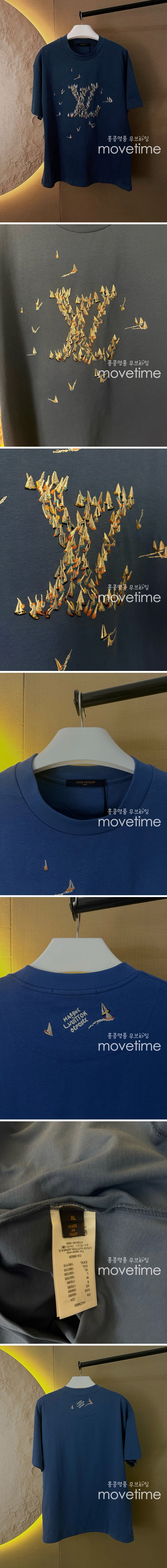 [홍콩명품.LOUIS VUITTON] 루이비통 25SS 로고 LV 자수 반팔 티셔츠 (블루), BM21094, KOO, 홍콩명품의류,구매대행,온라인명품