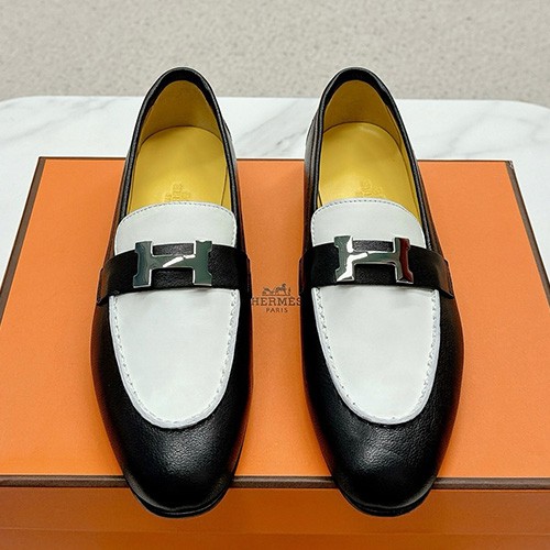 [홍콩명품.Hermes] 에르메스 25SS 로고 여성 레더 가죽 구두 로퍼 (블랙-화이트), SE5086, H3, 명품스니커즈,운동화,구두,로퍼,하이탑,신발