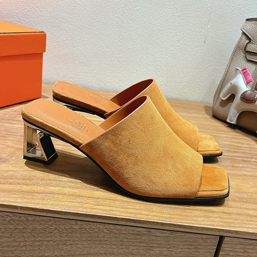[홍콩명품.Hermes] 에르메스 25SS 로고 여성 ECLAIR 에클레어 굽 샌들 슬리퍼 (카라멜), SE5107, GHS, 명품스니커즈,운동화,구두,로퍼,하이탑,신발