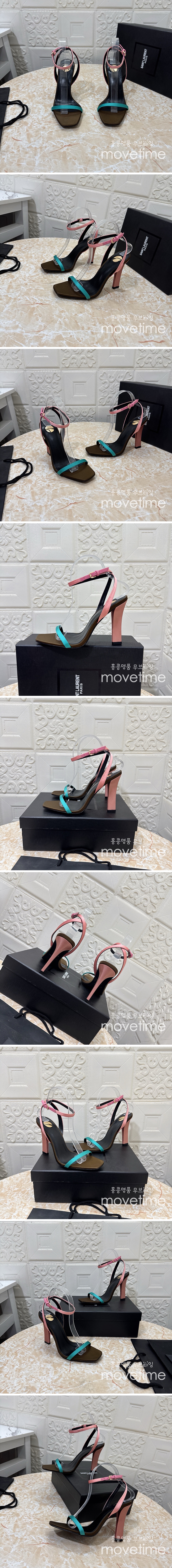 [홍콩명품.YSL] 입생로랑 25SS 로고 여성 레더 가죽 하이힐 샌들 (브라운-핑크), SE5115, GHS, 명품스니커즈,운동화,구두,로퍼,하이탑,신발