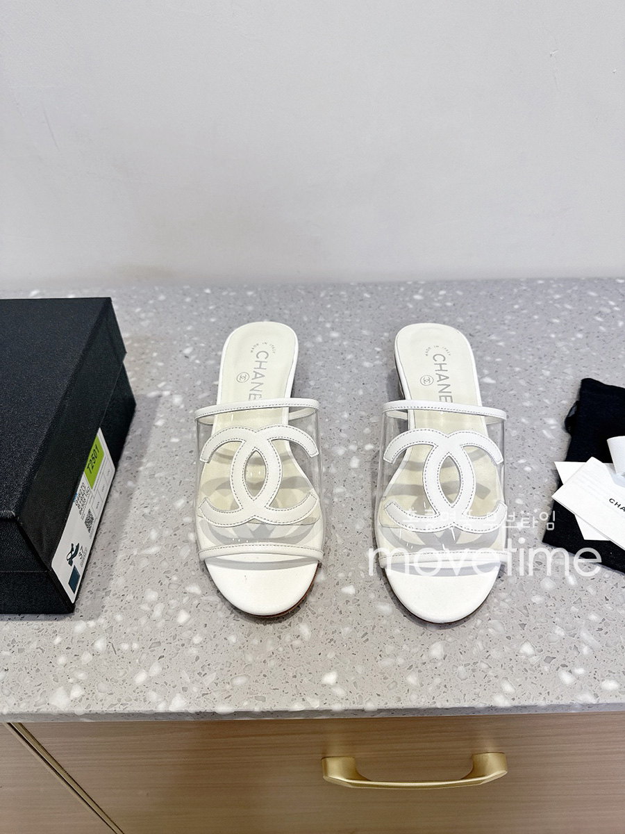 [홍콩명품.CHANEL] 샤넬 25SS 로고 여성 레더 가죽 4.5cm 굽 슬리퍼 (2컬러), SE5151, S4W, 명품스니커즈,운동화,구두,로퍼,하이탑,신발