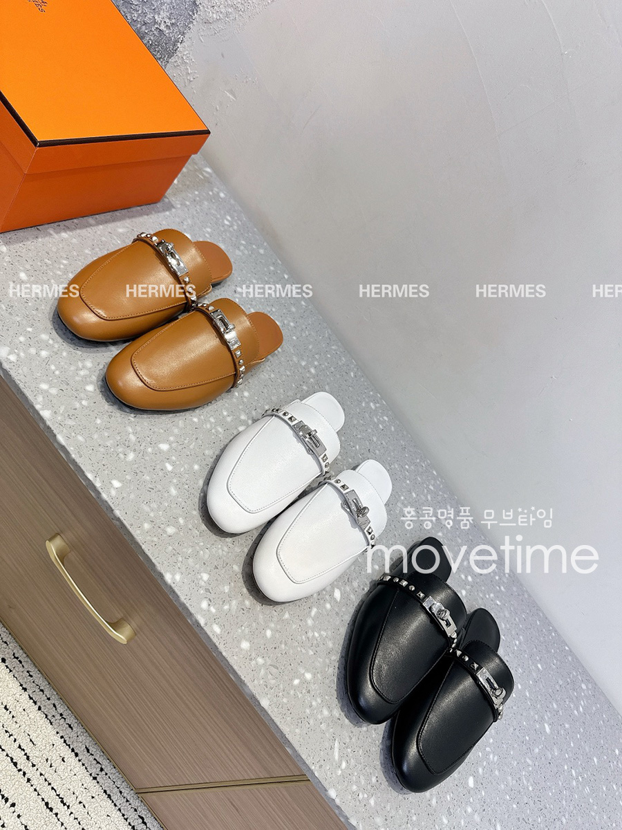 [홍콩명품.Hermes] 에르메스 25SS 로고 여성 레더 가죽 뮬 슬리퍼 (3컬러), SE5162, S4W, 명품스니커즈,운동화,구두,로퍼,하이탑,신발