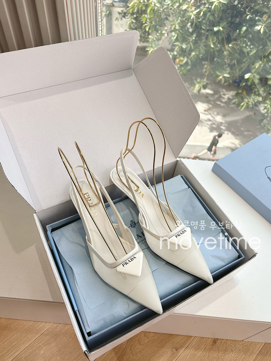 [홍콩명품,PRADA] 프라다 25SS 로고 여성 레더 가죽 7cm 힐 구두 샌들 (3컬러), SE5170, GHS, 명품스니커즈,운동화,구두,로퍼,하이탑,신발