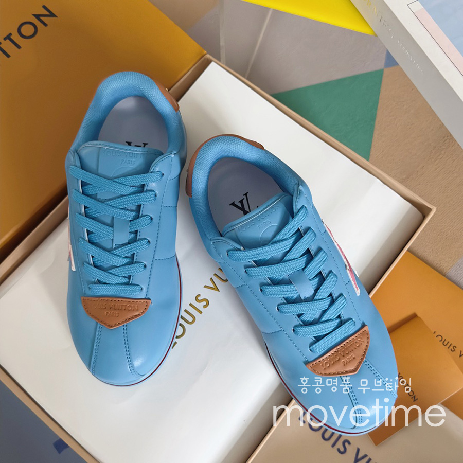 [홍콩명품.LOUIS VUITTON] 루이비통 25SS 로고 남여 레더 가죽 스니커즈 운동화 (스카이블루), SE5184, S4W, 명품스니커즈,운동화,구두,로퍼,하이탑,신발
