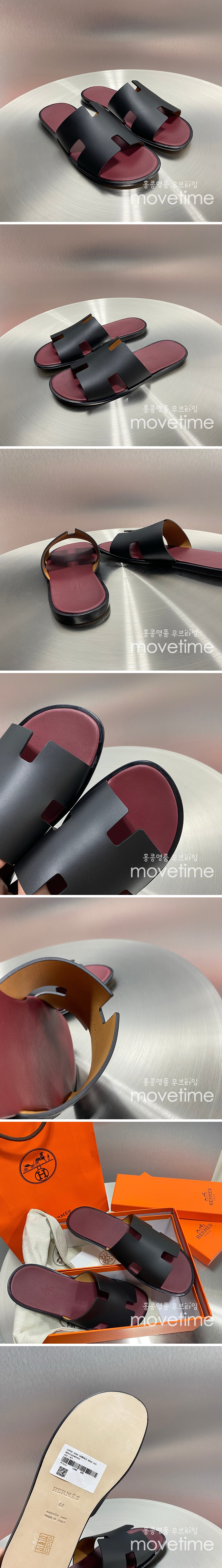 [홍콩명품.Hermes] 에르메스 25SS 로고 이즈미르 레더 가죽 슬리퍼 (블랙-와인), SE5208, GHS, 명품스니커즈,운동화,구두,로퍼,하이탑,신발