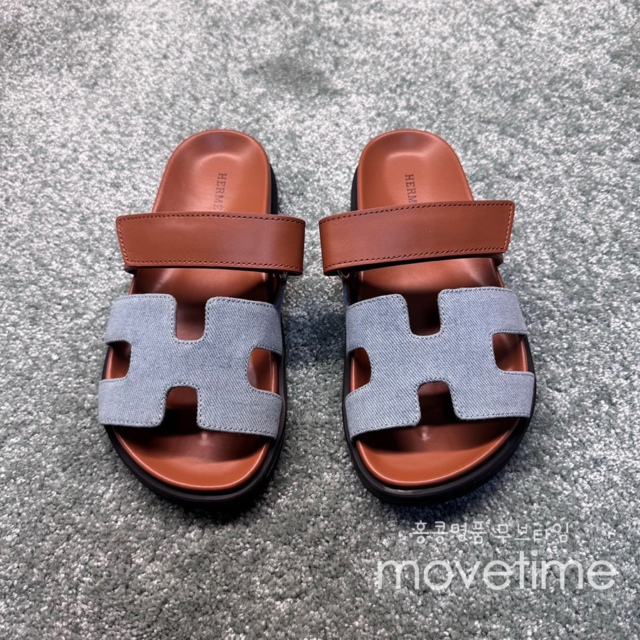 [홍콩명품.Hermes] 에르메스 25SS 로고 남여 레더 가죽 시프레 샌들 슬리퍼 (데님), SE5253, GHS, 명품스니커즈,운동화,구두,로퍼,하이탑,신발