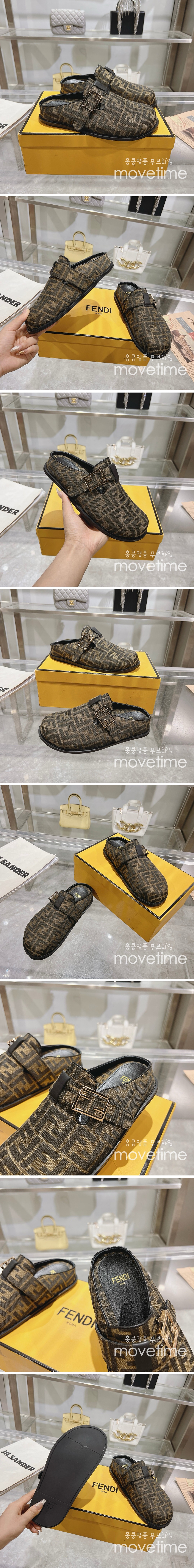 [홍콩명품,FENDI] 펜디 25SS 로고 남여 FF패턴 레더 가죽 샌들 슬리퍼 (브라운), SE5277, GHS, 명품스니커즈,운동화,구두,로퍼,하이탑,신발