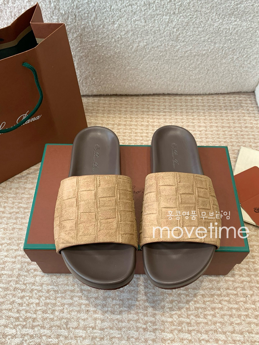 [홍콩명품.Loro Piana] 로로피아나 25SS 로고 남여 레더 가죽 샌들 슬리퍼 (카라멜), SE5290, GHS, 명품스니커즈,운동화,구두,로퍼,하이탑,신발