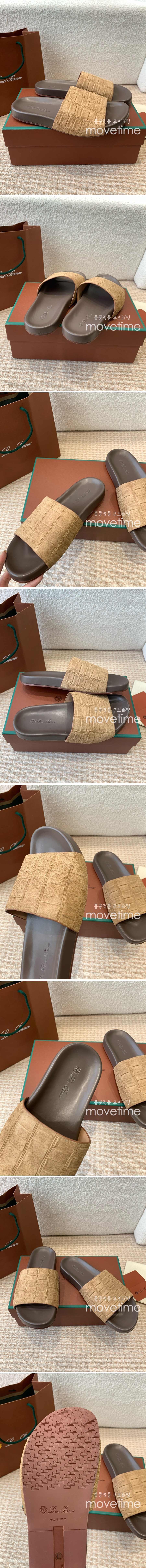 [홍콩명품.Loro Piana] 로로피아나 25SS 로고 남여 레더 가죽 샌들 슬리퍼 (카라멜), SE5290, GHS, 명품스니커즈,운동화,구두,로퍼,하이탑,신발