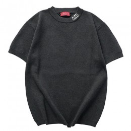 [명품레플리카.Gucci] 구찌 25SS 로고 니트 반팔 티셔츠 (다크그레이), BM21170, JU, 홍콩명품의류,구매대행,온라인명품