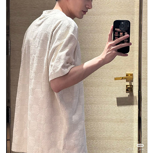 [명품레플리카.LOUIS VUITTON] 루이비통 25SS 로고 다미에 반팔 티셔츠 + 쇼츠 반바지 상하의 세트 (화이트), BM21204, KB, 홍콩명품의류,구매대행,온라인명품