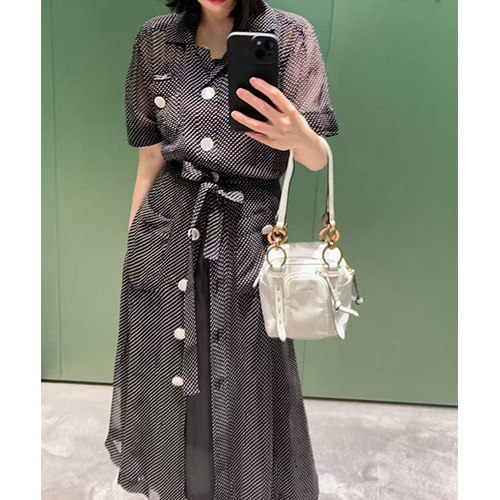 [홍콩명품,PRADA] 프라다 25SS 로고 여성 반팔 셔츠 롱 원피스 (블랙), BM21260, MR, 홍콩명품의류,구매대행,온라인명품