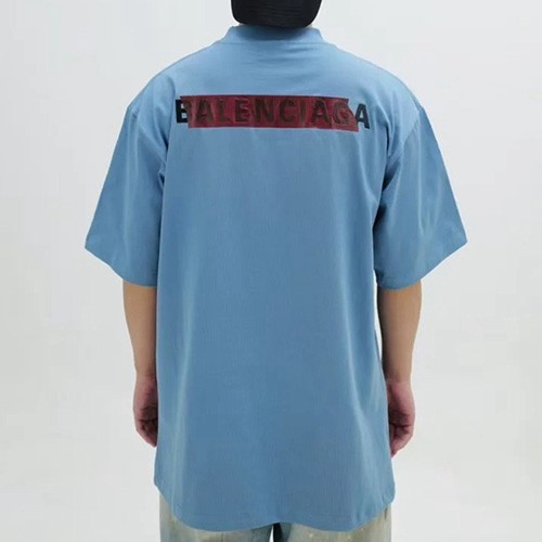 [홍콩명품.BALENCIAGA] 발렌시아가 25SS 로고 테이핑 반팔 티셔츠 (스카이블루), BM21274, JL, 명품레플리카,미러급,온라인쇼핑몰사이트
