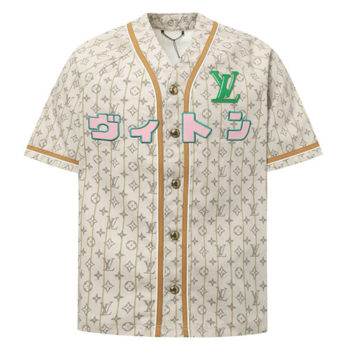 [홍콩명품.LOUIS VUITTON] 루이비통 25SS 로고 모노그램 데님 반팔 남방 셔츠 + 데님 쇼츠 반바지 상하의 세트 (베이지), BM21322, JU, 명품레플리카,미러급,온라인쇼핑몰사이트