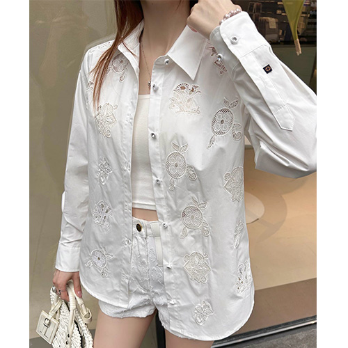 [홍콩명품.LOUIS VUITTON] 루이비통 25SS 로고 여성 남방 셔츠 (화이트), BM21337, TBG, 명품레플리카,미러급,온라인쇼핑몰사이트