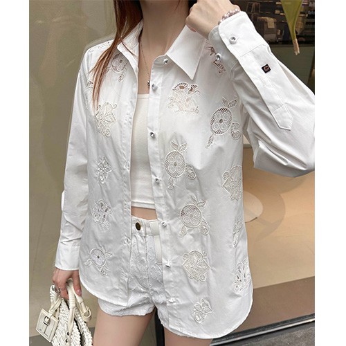 [홍콩명품.LOUIS VUITTON] 루이비통 25SS 로고 여성 남방 셔츠 (화이트), BM21337, TBG, 명품레플리카,미러급,온라인쇼핑몰사이트