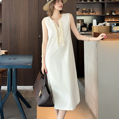 [홍콩명품.Valentino] 발렌티노 25SS 로고 여성 슬리브리스 원피스 (아이보리), BM21340, TBG, 명품레플리카,미러급,온라인쇼핑몰사이트