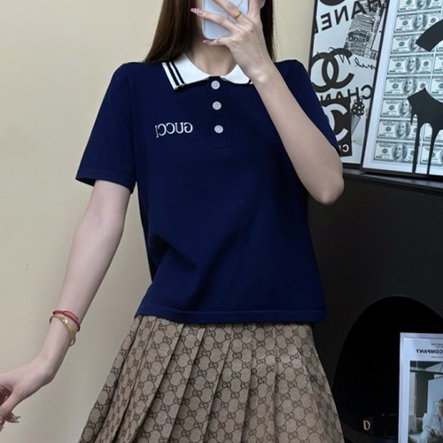 [홍콩명품.Gucci] 구찌 25SS 로고 여성 카라 니트 반팔 티셔츠 (2컬러), BM21343, TBG, 명품레플리카,미러급,온라인쇼핑몰사이트