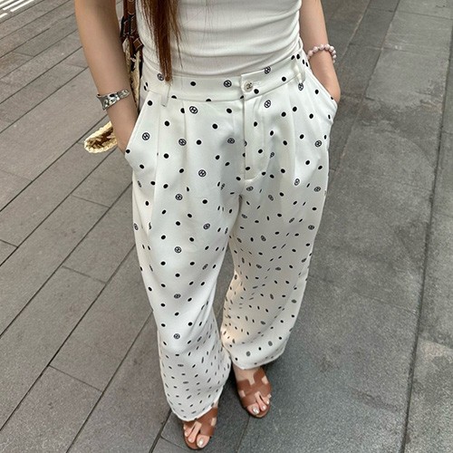 [홍콩명품.CHANEL] 샤넬 25SS 로고 패턴 여성 오버핏 팬츠 바지 (2컬러), BM21360, TBG, 명품레플리카,미러급,온라인쇼핑몰사이트
