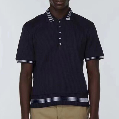 [홍콩명품.THOME BROWNE] 톰브라운 25SS 로고 카라 니트 반팔 티셔츠 (2컬러), BM21412, TB1, 명품레플리카,미러급,온라인쇼핑몰사이트