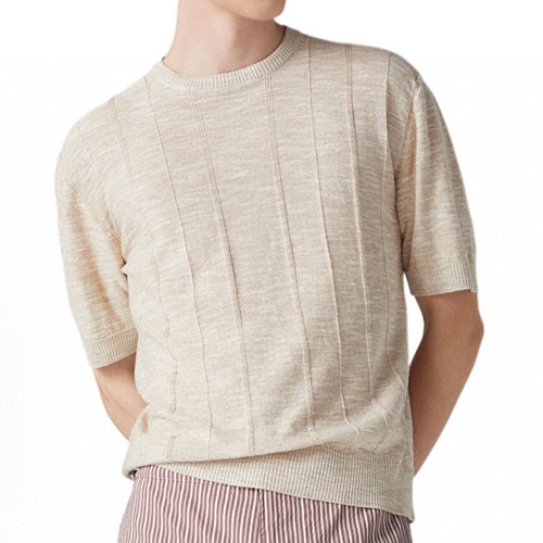 [홍콩명품.Loro Piana] 로로피아나 25SS 로고 니트 반팔 티셔츠 (베이지), BM21428, JU, 명품레플리카,미러급,온라인쇼핑몰사이트