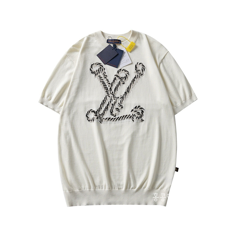 [홍콩명품.LOUIS VUITTON] 루이비통 25SS 로고 그래픽 니트 반팔 티셔츠 (아이보리), BM21442, JU, 명품레플리카,미러급,온라인쇼핑몰사이트