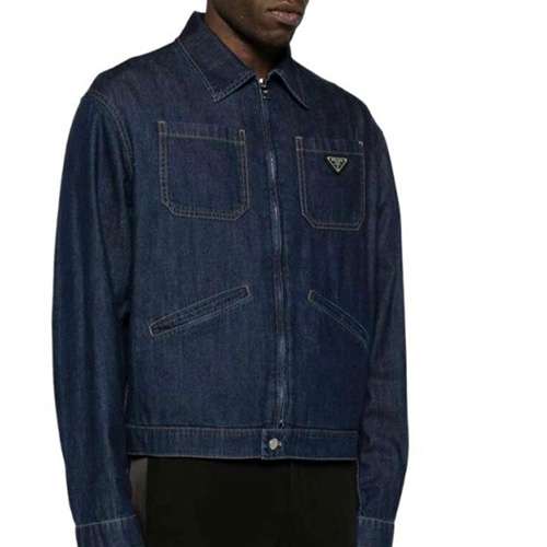 [홍콩명품,PRADA] 프라다 25SS 삼각로고 데님 카라 집업 자켓, BM21452, JU, 명품레플리카,미러급,온라인쇼핑몰사이트