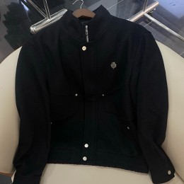 [가격문의][홍콩명품.Loro Piana] 로로피아나 25SS 로고 하이넥 울 캐시미어 봄버 자켓 (블랙), BM21461, JU, 명품레플리카,미러급,온라인쇼핑몰사이트