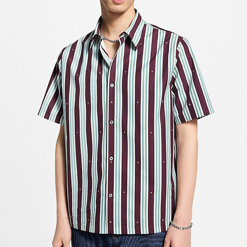 [홍콩명품.LOUIS VUITTON] 루이비통 25SS 로고 스트라이프 반팔 남방 셔츠, BM21525, JL, 명품레플리카,미러급,온라인쇼핑몰사이트