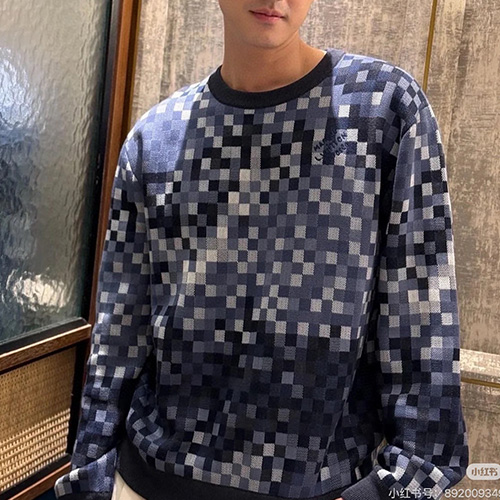 [홍콩명품.LOUIS VUITTON] 루이비통 25SS 로고 다미에 니트 스웨터 (블루), BM21541, JL, 명품레플리카,미러급,온라인쇼핑몰사이트