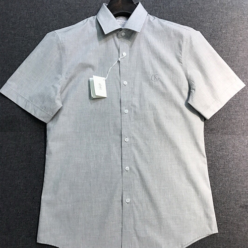 [홍콩명품.Brunello Cucinelli ] 브루넬로 쿠치넬리 25SS 로고 자수 린넨 반팔 남방 셔츠 (그레이), BM21564, JQ, 명품레플리카,미러급,온라인쇼핑몰사이트