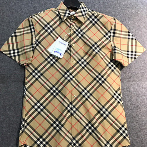 [홍콩명품.Burberry] 버버리 25SS 로고 체크패턴 반팔 남방 셔츠 (카라멜), BM21566, JQ, 명품레플리카,미러급,온라인쇼핑몰사이트