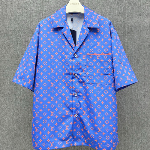 [홍콩명품.LOUIS VUITTON] 루이비통 25SS 로고 모노그램 반팔 남방 셔츠 + 쇼츠 반바지 상하의 세트 (블루), BM21595, JU, 명품레플리카,미러급,온라인쇼핑몰사이트