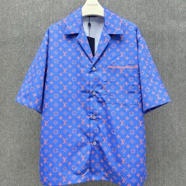 [홍콩명품.LOUIS VUITTON] 루이비통 25SS 로고 모노그램 반팔 남방 셔츠 + 쇼츠 반바지 상하의 세트 (블루), BM21595, JU, 명품레플리카,미러급,온라인쇼핑몰사이트