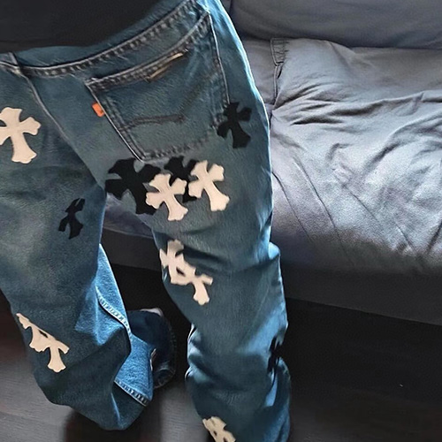 [홍콩명품.Chrome Hearts] 크롬하츠 25SS 로고 크로스 데님 팬츠 진 청바지, BM21640, JL, 홍콩명품가방,명품쇼핑몰,크로스백,핸드백,구매대행