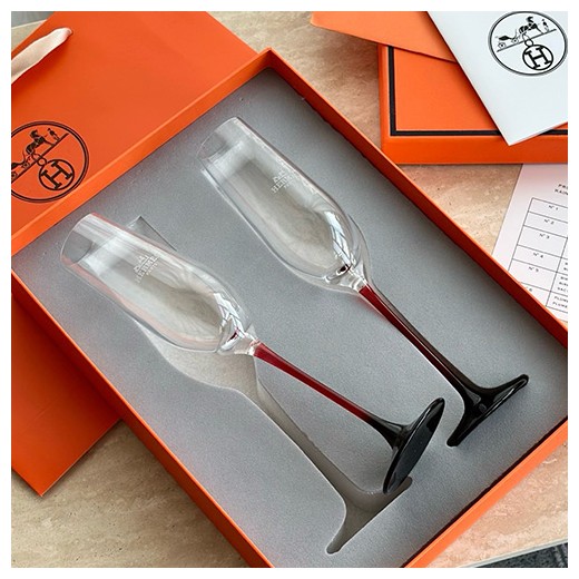[홍콩명품.Hermes] 에르메스 25SS 선물용 로고 와인잔 샴페인잔 세트 (2PCS), ET3094, NNT, 홍콩명품의류,구매대행,온라인명품