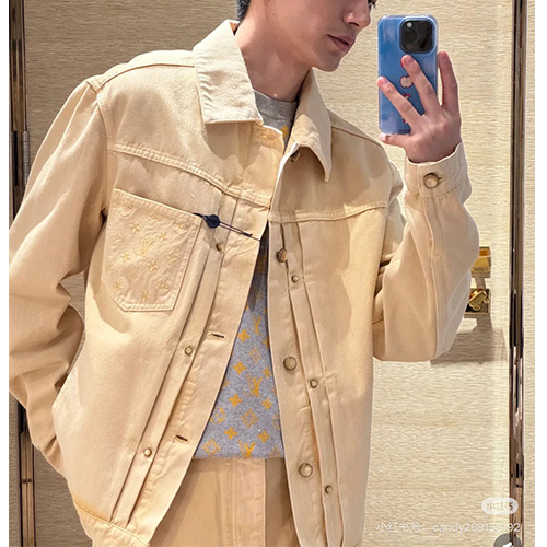 [홍콩명품.LOUIS VUITTON] 루이비통 25SS 로고 모노그램 데님 자켓 1AHUXX (베이지), BM21701, JL, 레플리카의류,미러급사이트