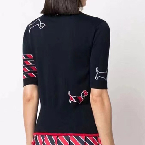 [홍콩명품.THOME BROWNE] 톰브라운 25SS 로고 여성 4바 니트 반팔 티셔츠 (2컬러), BM21723, TB1, 레플리카의류,미러급사이트