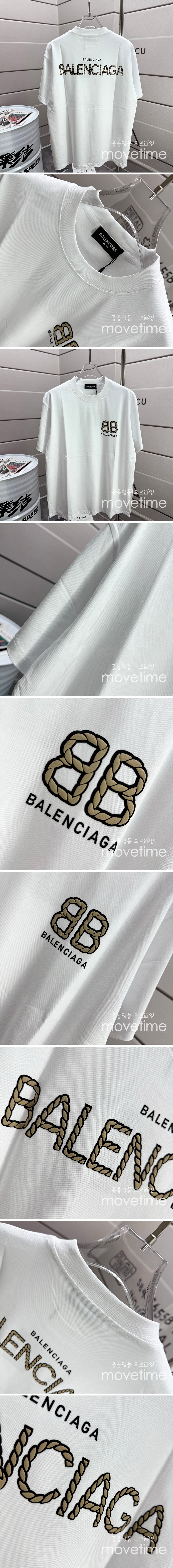 [홍콩명품.BALENCIAGA] 발렌시아가 25SS 로고 프린트 반팔 티셔츠 (화이트), BM21759, G5, 레플리카의류,미러급사이트