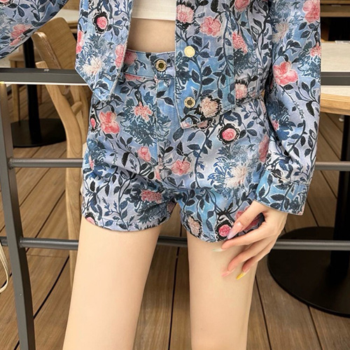 [홍콩명품.LOUIS VUITTON] 루이비통 25SS 로고 여성 플라워 패턴 미니 데님 쇼츠 반바지 핫팬츠, BM21787, TBG, 레플리카의류,미러급사이트