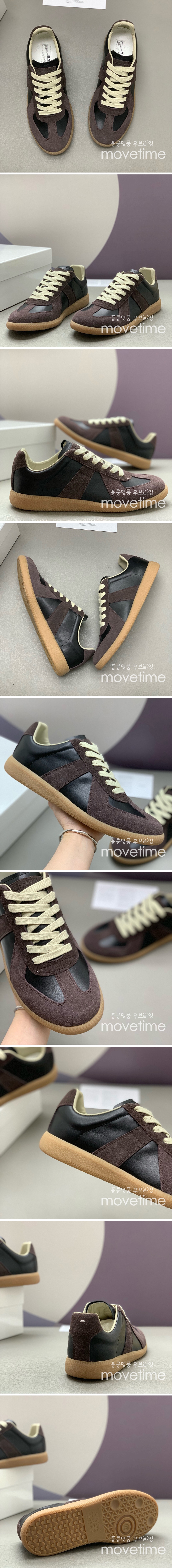 [홍콩명품.Maison Margiela] 메종마르지엘라 25SS 로고 남여 레더 가죽 스니커즈 운동화 (브라운), SE5354, PMD, 명품스니커즈,운동화,구두,로퍼,하이탑,신발