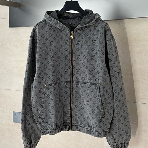 [홍콩명품.LOUIS VUITTON] 루이비통 25SS 로고 모노그램 데님 후드 집업 자켓 (그레이), BM21834, KB, 레플리카의류,미러급사이트