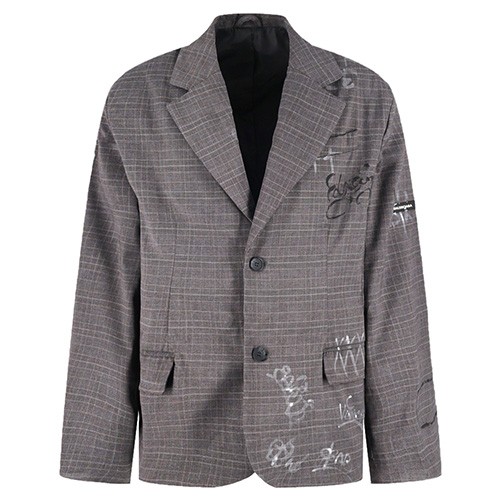 [홍콩명품.BALENCIAGA] 발렌시아가 25SS 로고 체크패턴 정장 수트 자켓 (그레이), BM21865, KB, 레플리카의류,미러급사이트