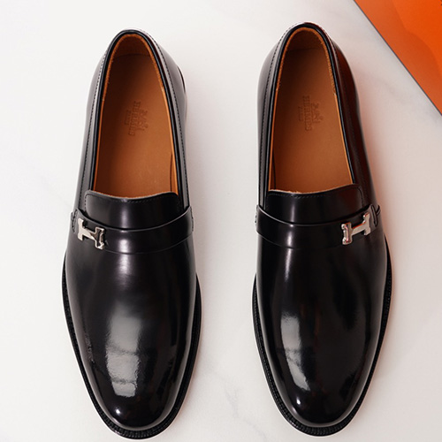 [홍콩명품.Hermes] 에르메스 25SS 로고 레더 가죽 정장 구두 (블랙), SE5425, S4, 명품스니커즈,운동화,구두,로퍼,하이탑,신발