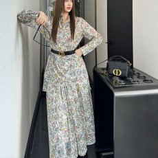 [홍콩명품,Christian Dior] 디올 25SS 로고 여성 플라워 패턴 블라우스 셔츠 원피스 + 미디 스커트 상하의 세트, BM21951, MC, 레플리카의류,미러급사이트