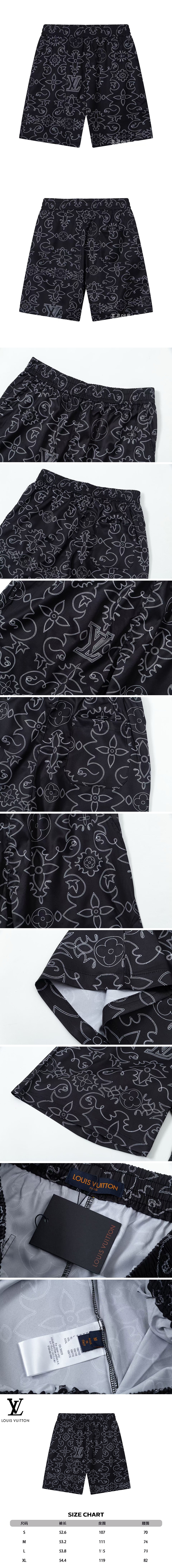 [홍콩명품.LOUIS VUITTON] 루이비통 25SS 로고 패턴 쇼츠 반바지 (블랙), BM22007, 레플리카의류,미러급사이트