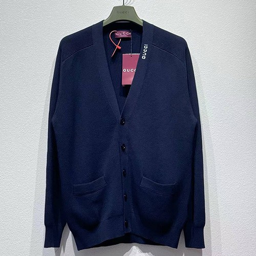 [홍콩명품.Gucci] 구찌 25SS 로고 V넥 니트 가디건 (네이비), BM22018, KB, 레플리카의류,미러급사이트